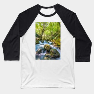 River flowing through rocks Baseball T-Shirt